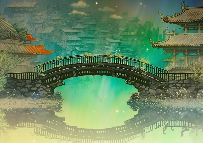 古桥河流中国风国潮场景插画,插画/手绘图,插画/手绘图库,插画/手绘图下载,插画/手绘